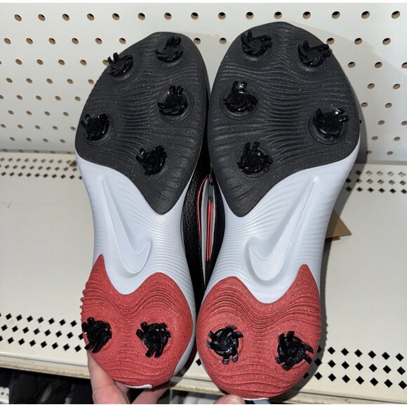 Nike Victory Pro 3 Mens Leather Golf Shoes Spikes Size 10.5 Black Red White - Picture 7 of 8